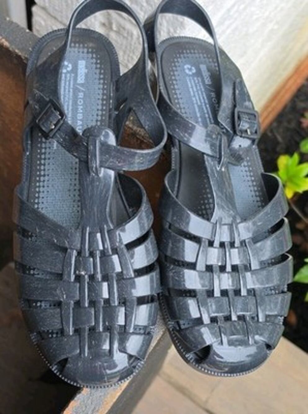 Melissa x Rombaut Fisherman Jelly Sandals Black Buckle Adjustable Strap US 10